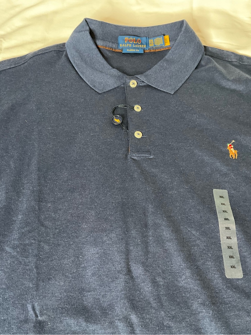 Polo by Ralph Lauren Navy Short Sleeve Polo with Orange Pony